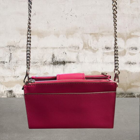 MICHAEL KORS Ruby Small Double-Zip Saffiano Leather Crossbody Bag in Pink - Picture 4 of 13